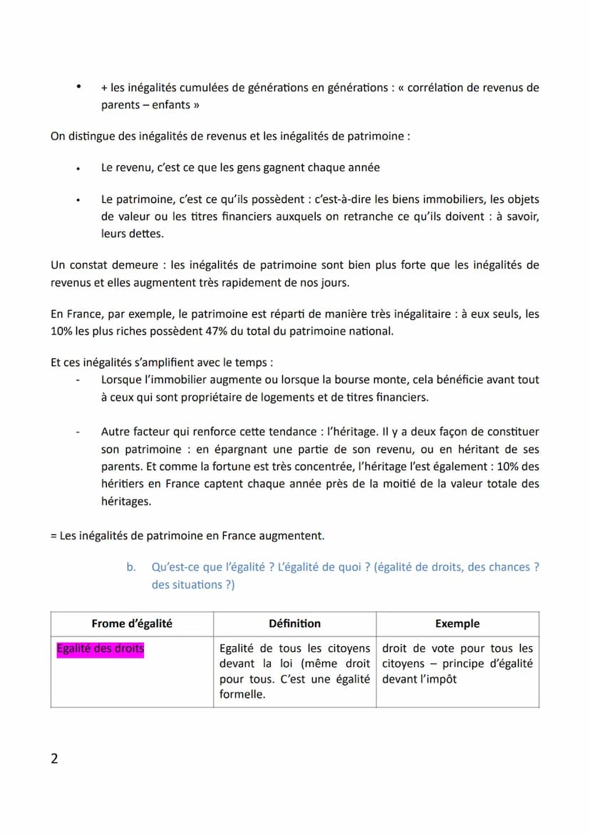 Chapitre 3 : Quelles inégalités sont compatibles avec les différentes conceptions de la justice
sociale
Sociologie - économie.
Problématique