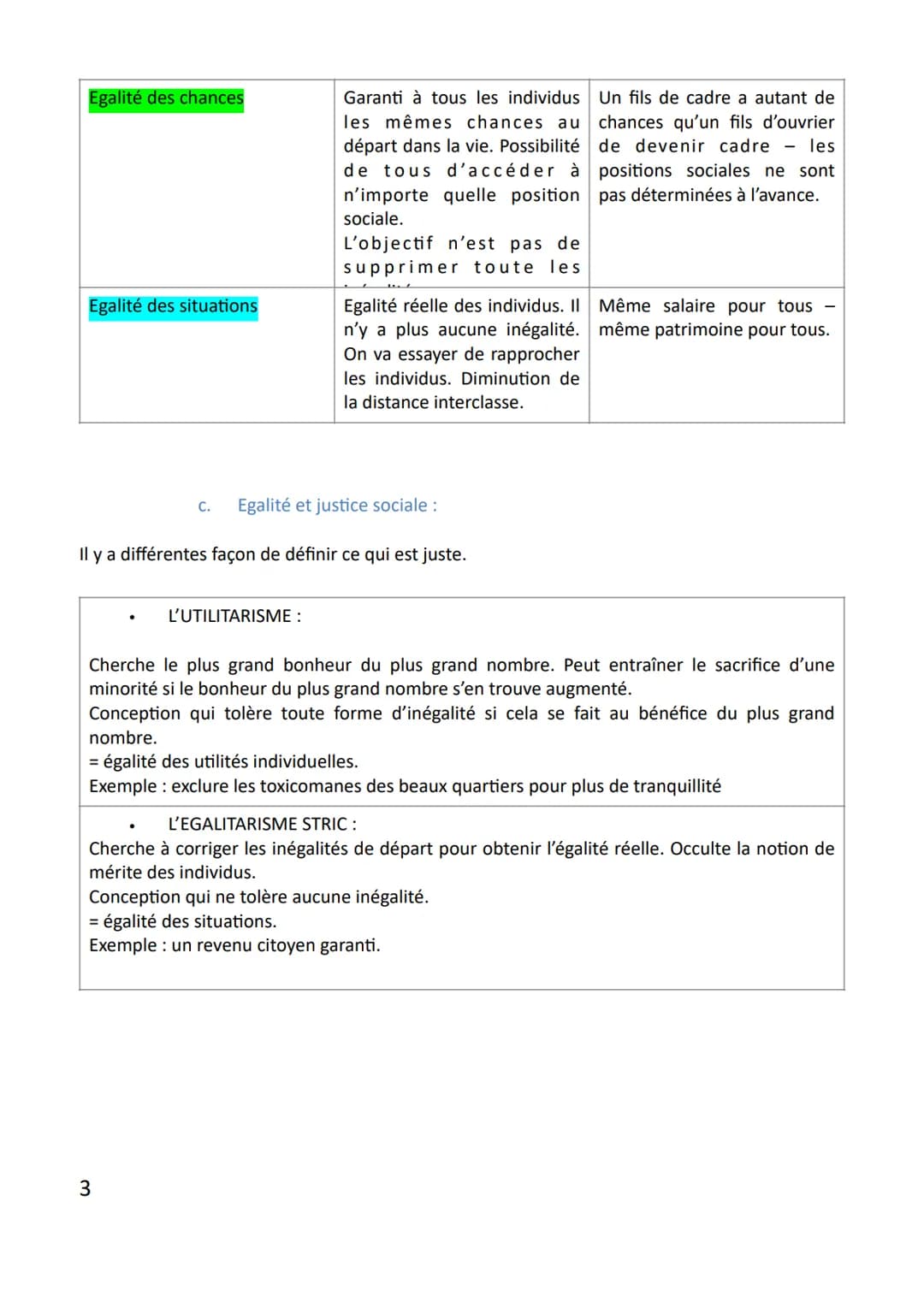 Chapitre 3 : Quelles inégalités sont compatibles avec les différentes conceptions de la justice
sociale
Sociologie - économie.
Problématique