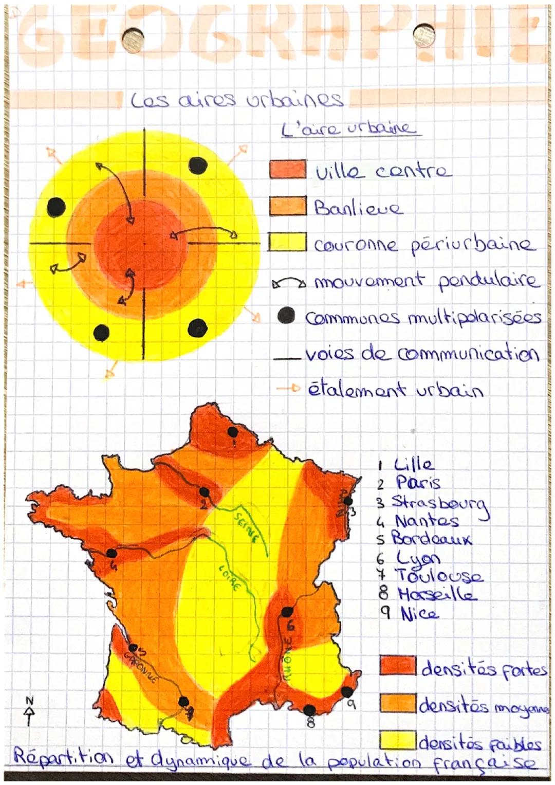 GEOGRAPAlll
Z4
لمه
수
Les aires urbaines
LOIRE
GARONNE
SEINE
L'aire urbaine
ville centre
Banlieue
couronne périurbaine
mouvement pendulaire
C