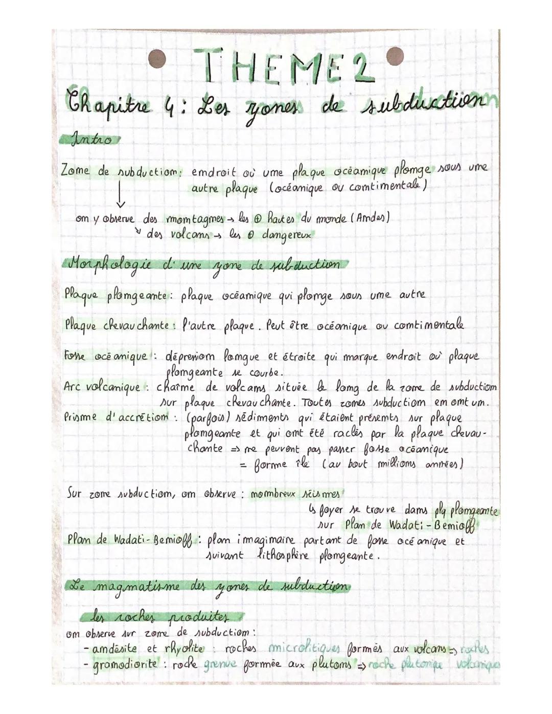 • THEME2.
Chapitre 4: Les zones de subduction
Intro
Zome de subduction, emdroit où ume plaque oceamique plonge sous ume
autre plaque (océani