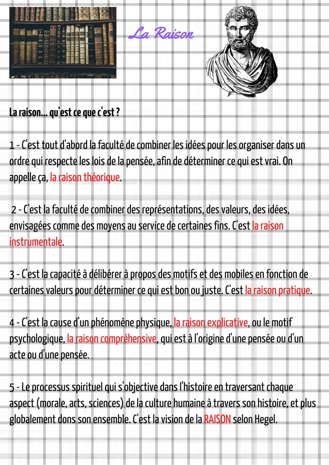 La raison... qu'est ce que c'est ?
La Raison
1-C'est tout d'abord la faculté de combiner les idées pour les organiser dans un
ordre qui resp