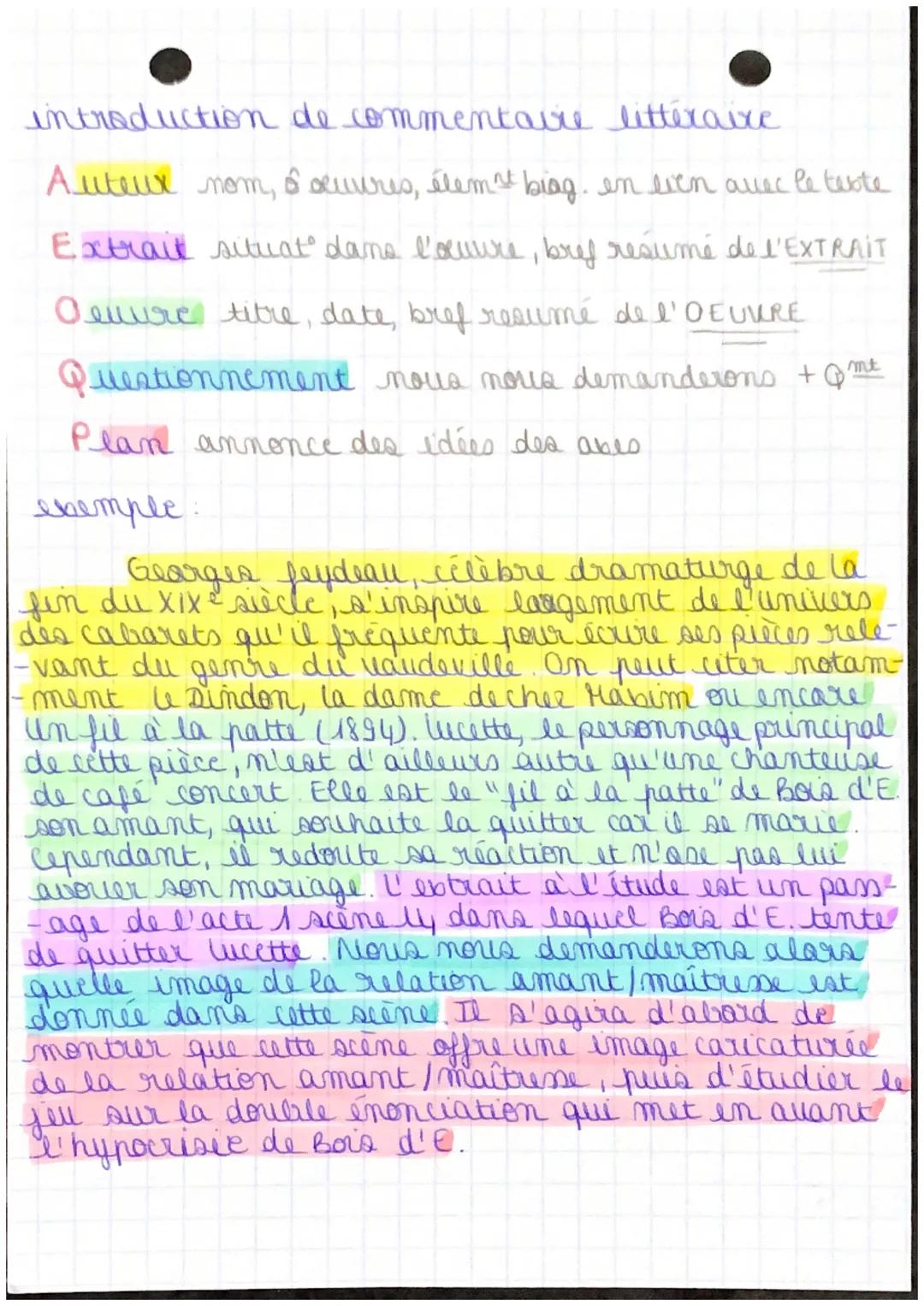 - français
- Commentaire litteraixe
- Schéma mise en page
- XXX introduction générale

- sauter 3 lignes
- annonce de l' idée générale de la