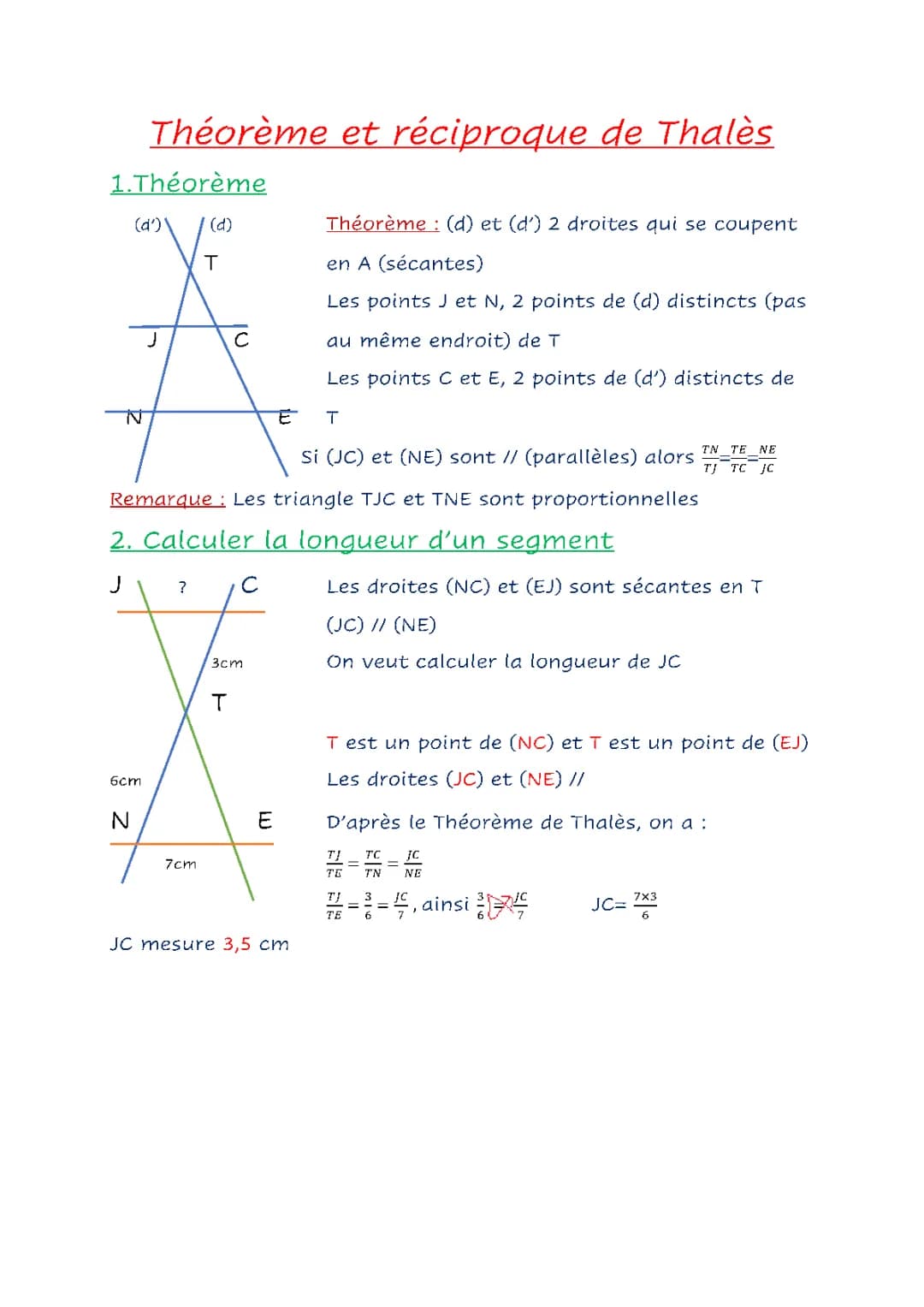 Théorème de Thalès : Formules et Exercice Corrigé pour les Élèves de 3ème