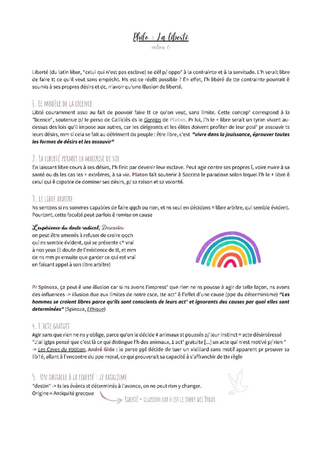 La Liberté en Philosophie Terminale PDF - Introduction, Exposés et Citations