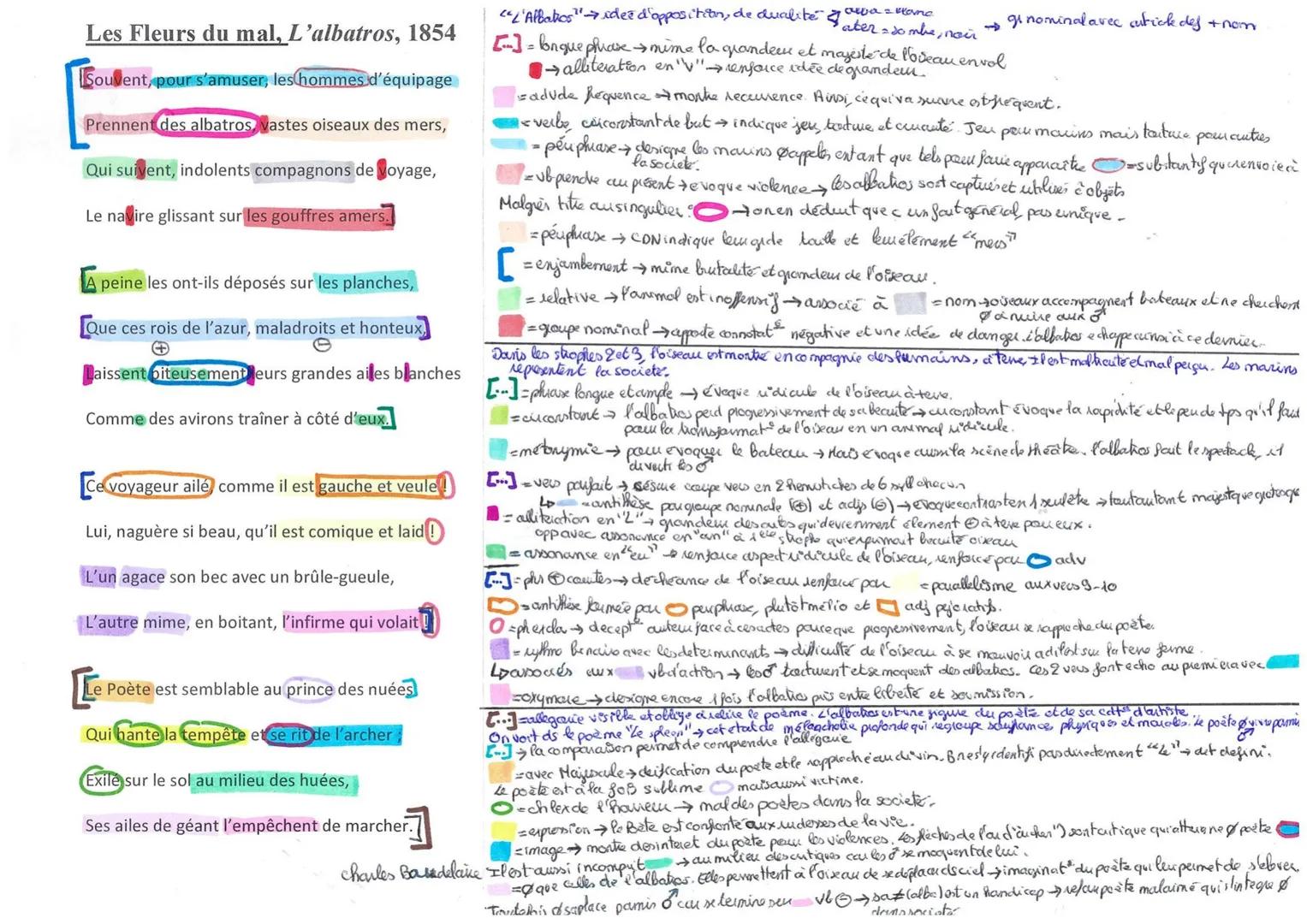 Les Fleurs du mal, L'albatros, 1854

Souvent, pour s'amuser, les hommes d'équipage

Prennent des albatros, vastes oiseaux des mers,

Qui sui