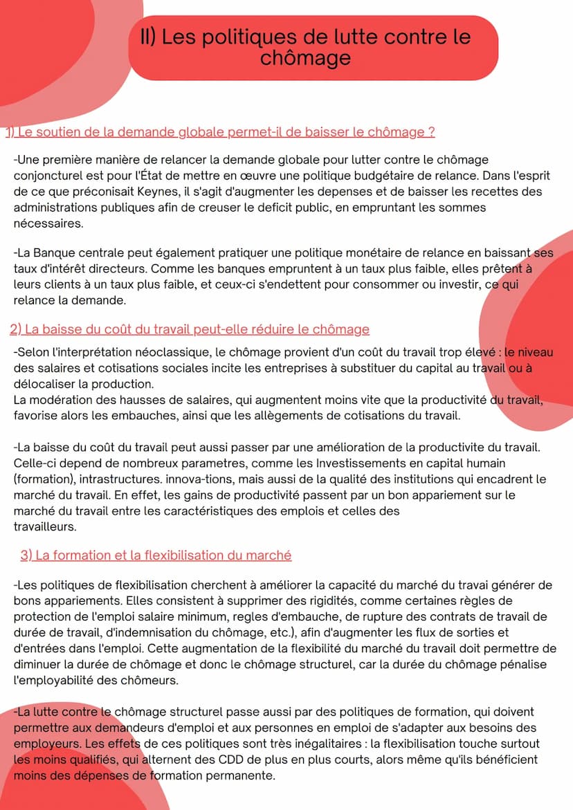 Comment lutter contre le
chômage?
I) Les sources du chômage
1) Comment définir et mesurer le chômage ?
-Le chômage comprend les personnes sa