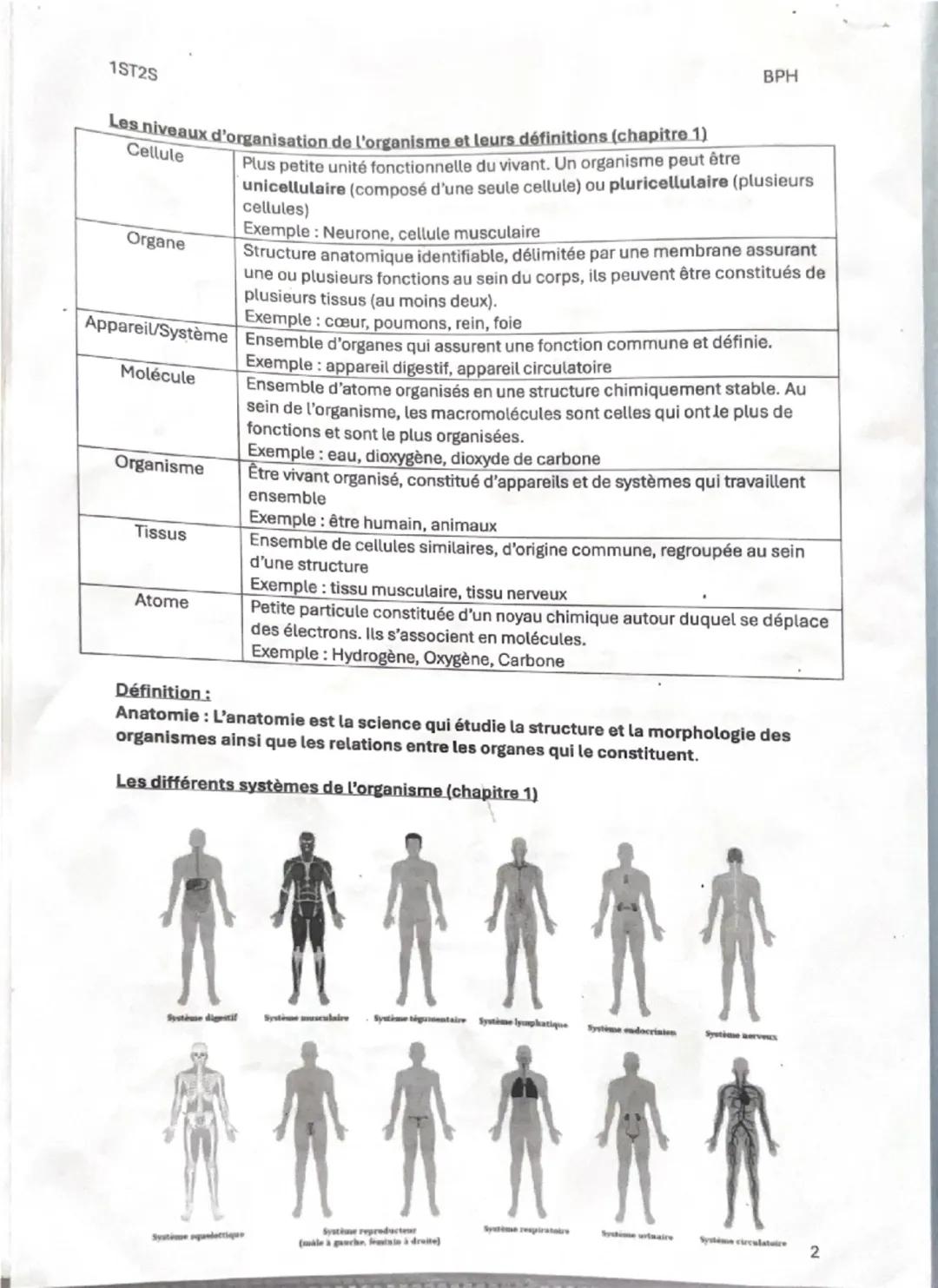 1ST25

Fiche de révision 1
Thème 1: Organisation et fonctionnement intégré de l'être humain
Chapitre 1: Les niveaux d'organisation de l'orga