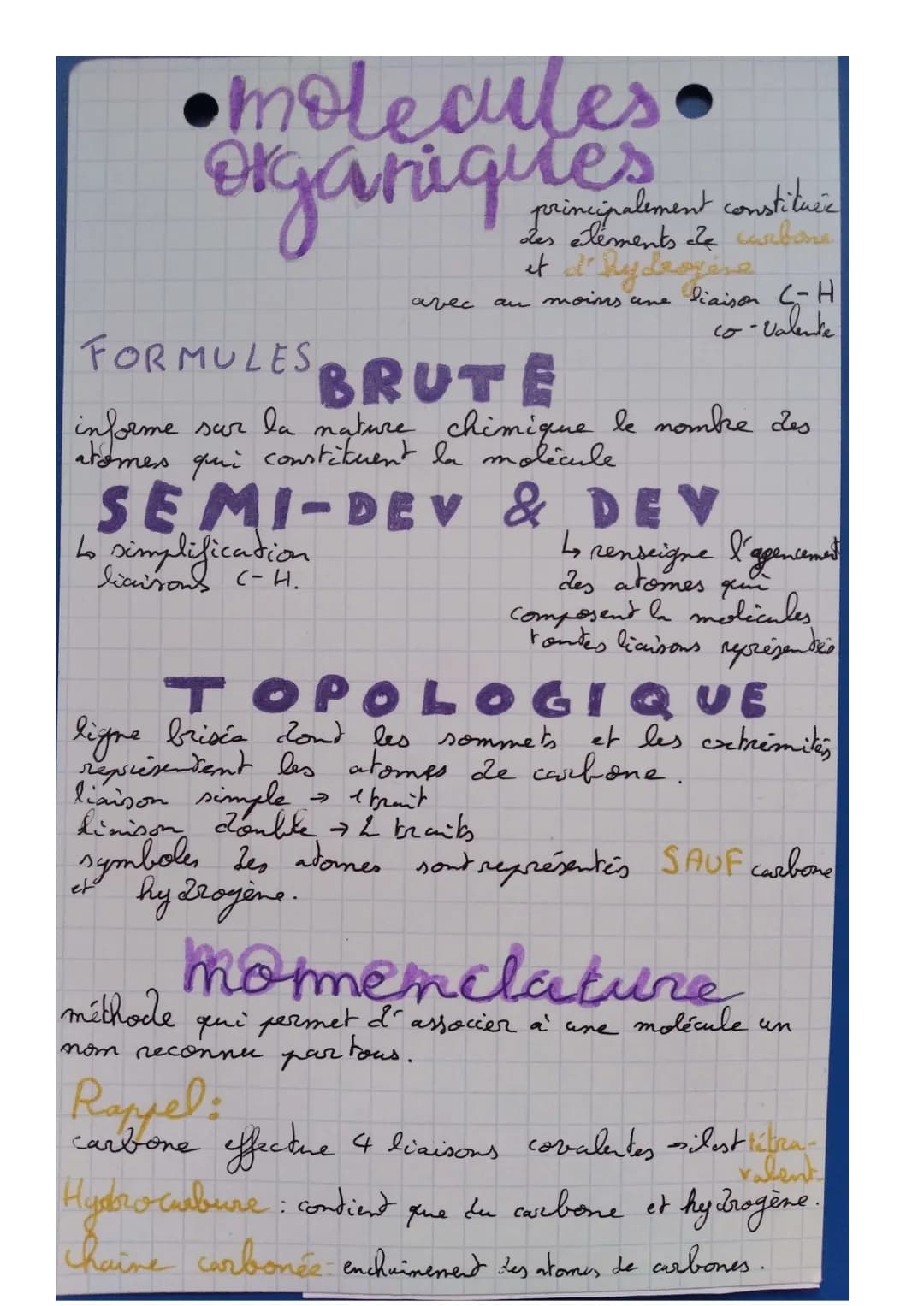 Structure des entités organiques