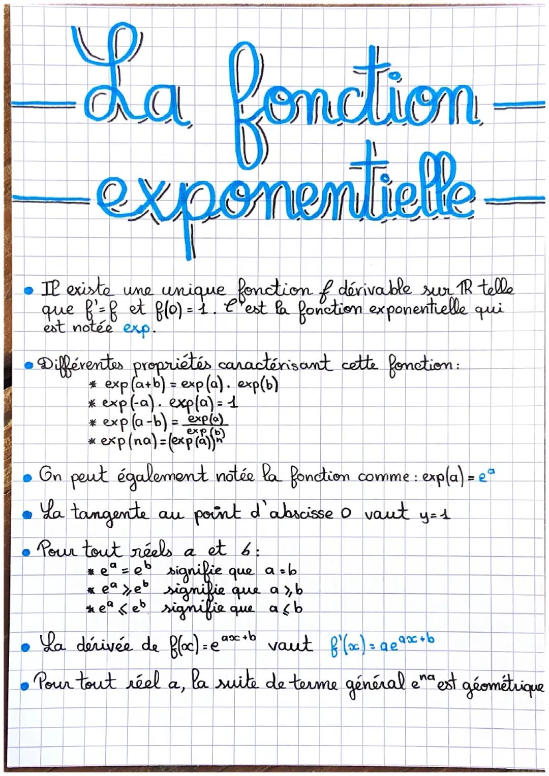 Le fonction exponentielle 