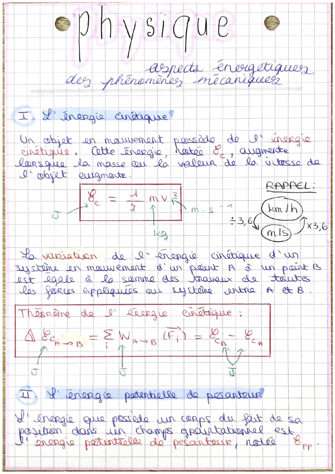 Aspects énergétiques des phénomènes mécaniques (énergie cinétique, potentielle, mécanique)