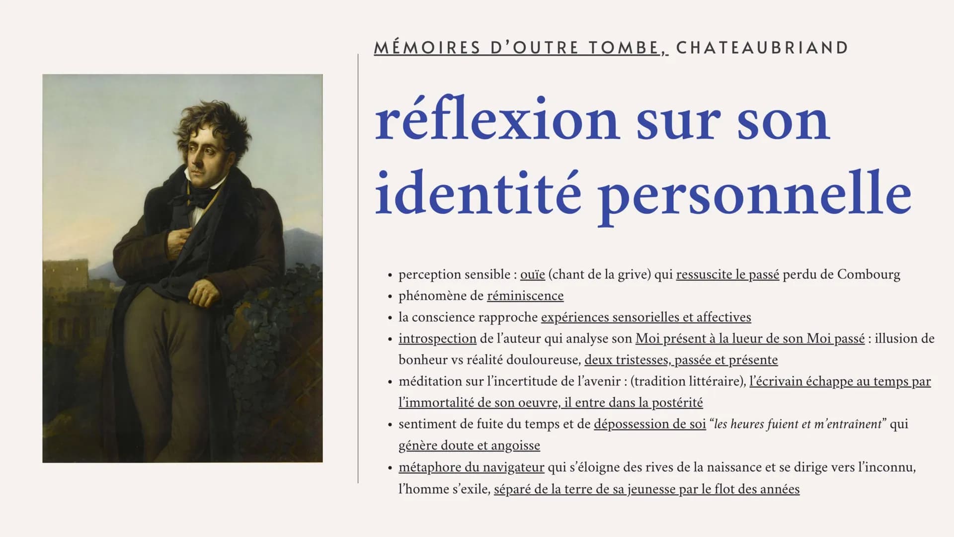 L'expression de la
sensibilité MÉDITATIONS POÉTIQUES: L'AUTOMNE, LAMARTINE
sensibilité au monde
et au temps
•
la contemplation de la nature 