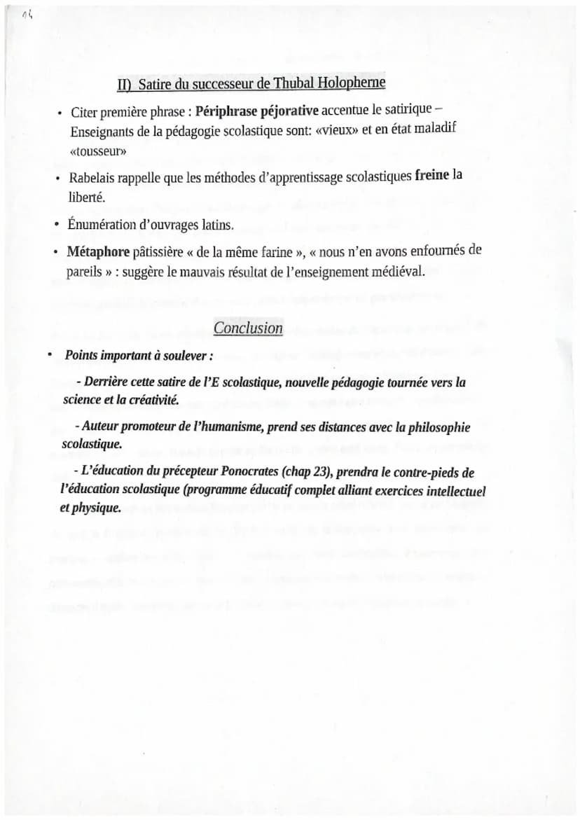 chap14
I) Satire de l'enseignement scolastique
(pb: Comment Rabelais parvient-il, a travers la satire de l'E scolastique a promouvoir une
éd