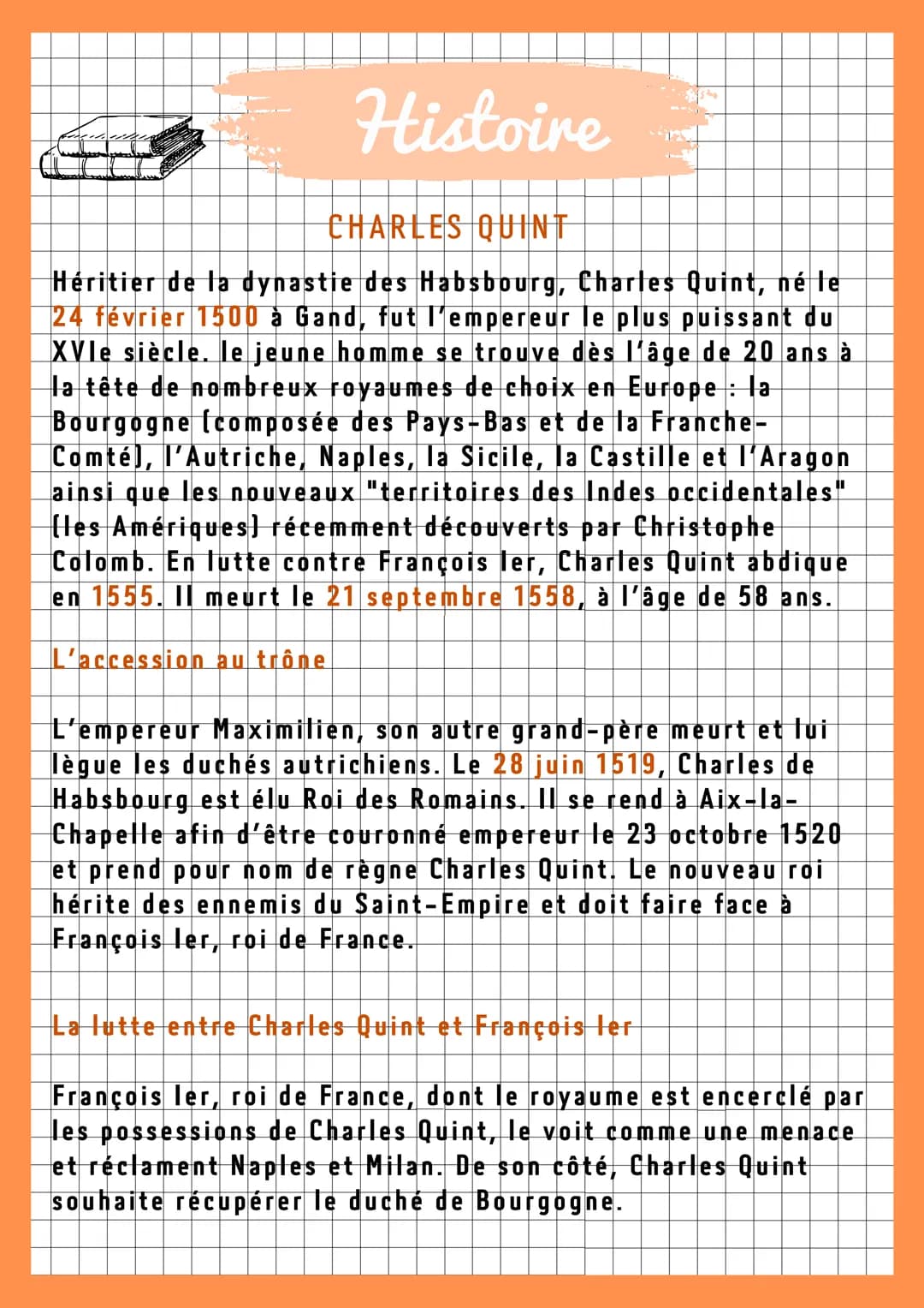 Histoire
CHARLES QUINT
Héritier de la dynastie des Habsbourg, Charles Quint, né le
24 février 1500 à Gand, fut l'empereur le plus puissant d