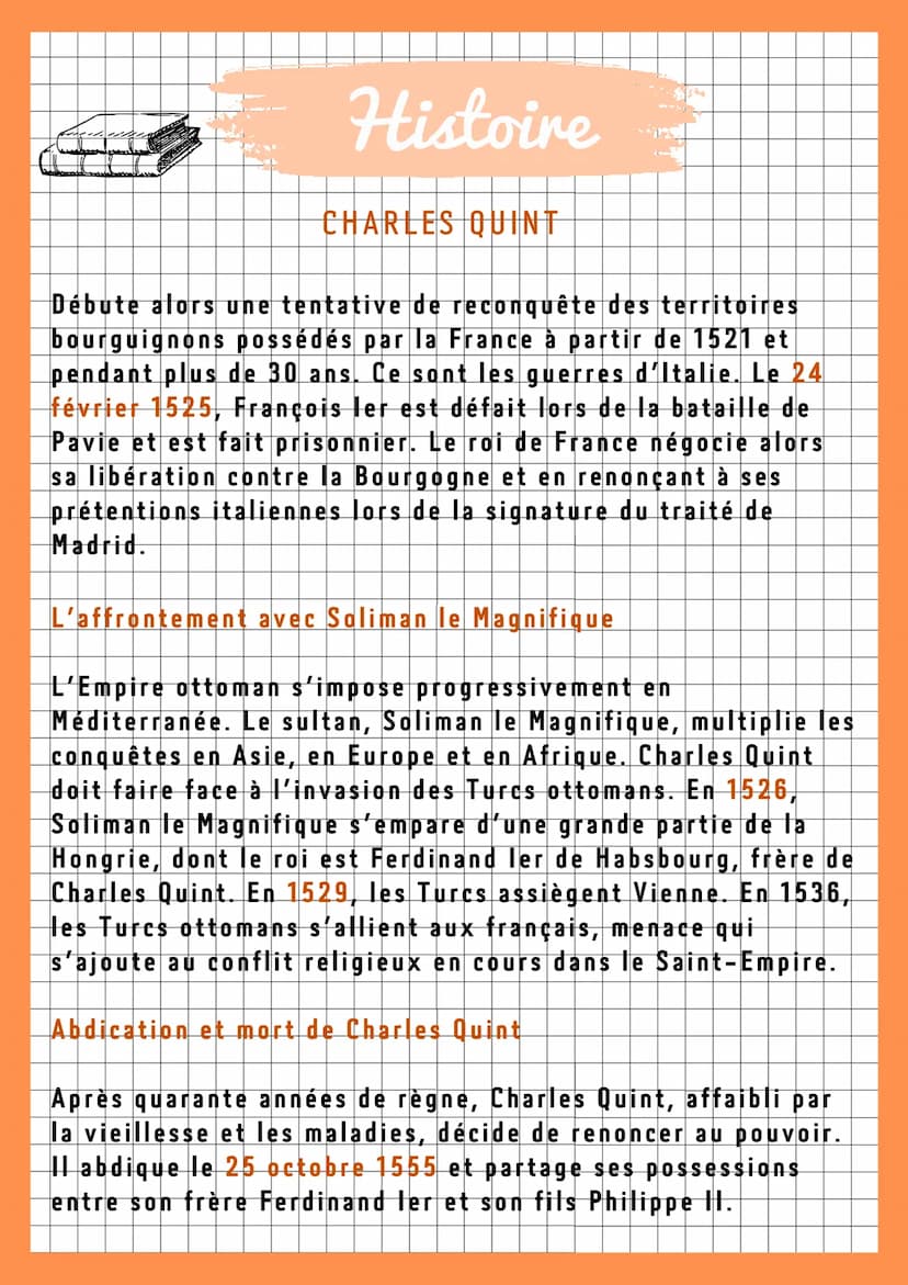 Histoire
CHARLES QUINT
Héritier de la dynastie des Habsbourg, Charles Quint, né le
24 février 1500 à Gand, fut l'empereur le plus puissant d
