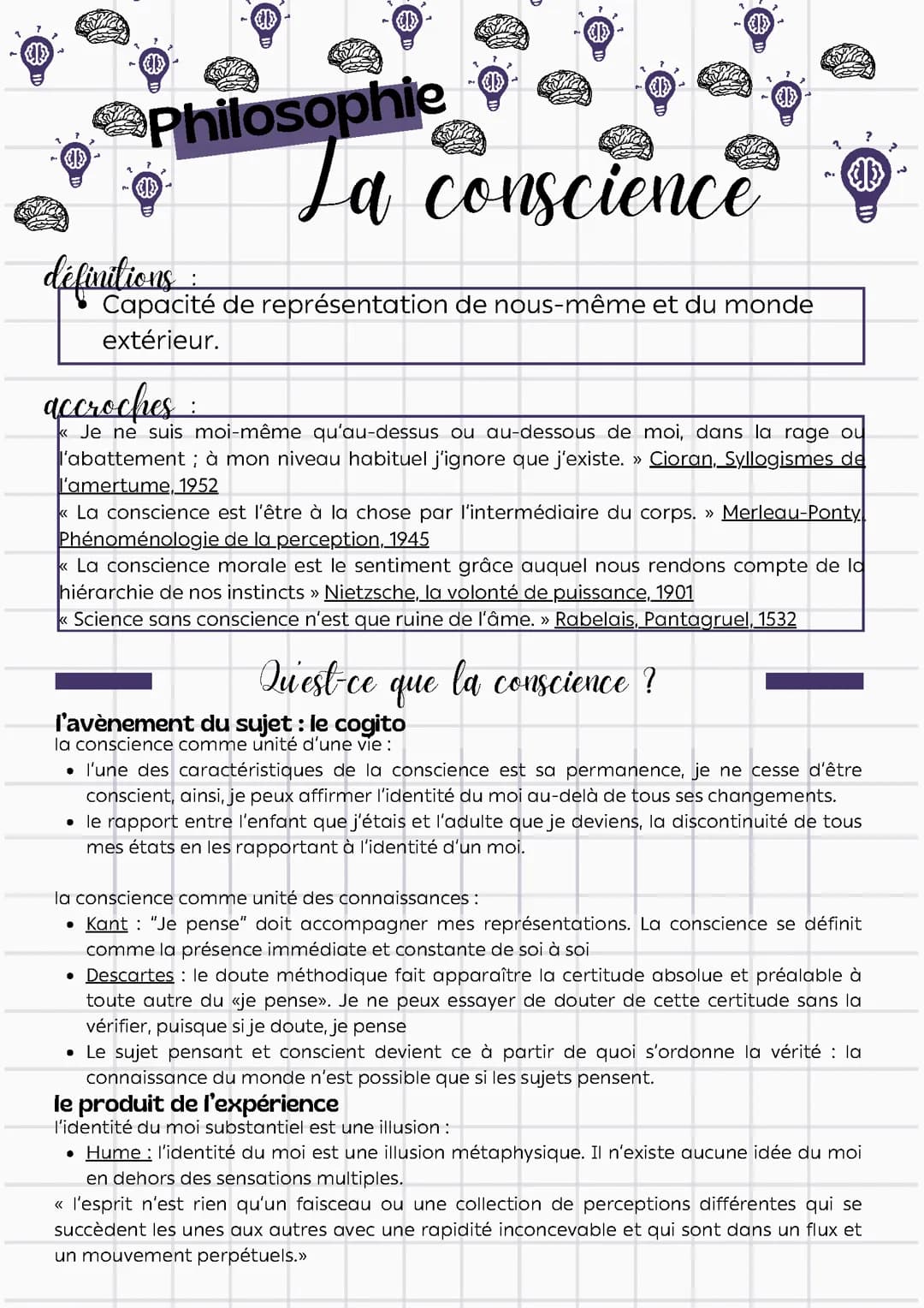 La conscience - Philosophie