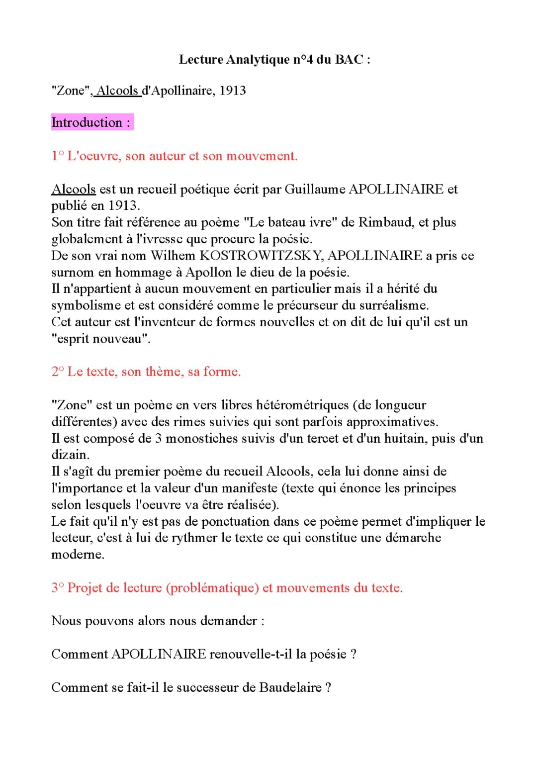 Zone Apollinaire : Analyse Linéaire et Commentaire Composé