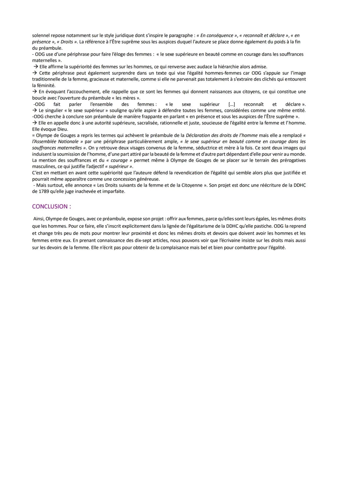 Objet d'étude n°2 : La Littérature d'idée du XVIe au XVIIIe siècle
Olympe de Gouges, La Déclaration des Droits de la Femme et de la Citoyenn