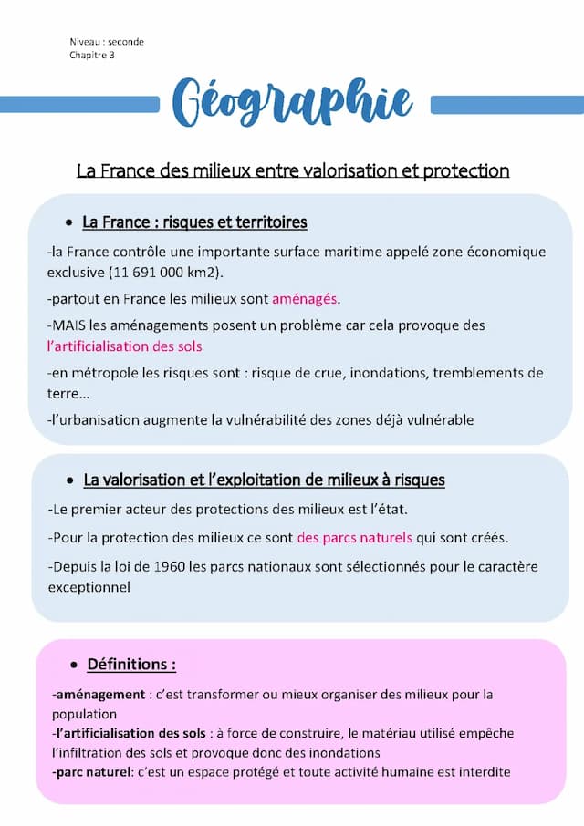 Know géographie :La France des milieux entre valorisation et protection  thumbnail
