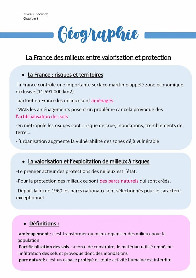 Know géographie :La France des milieux entre valorisation et protection  thumbnail