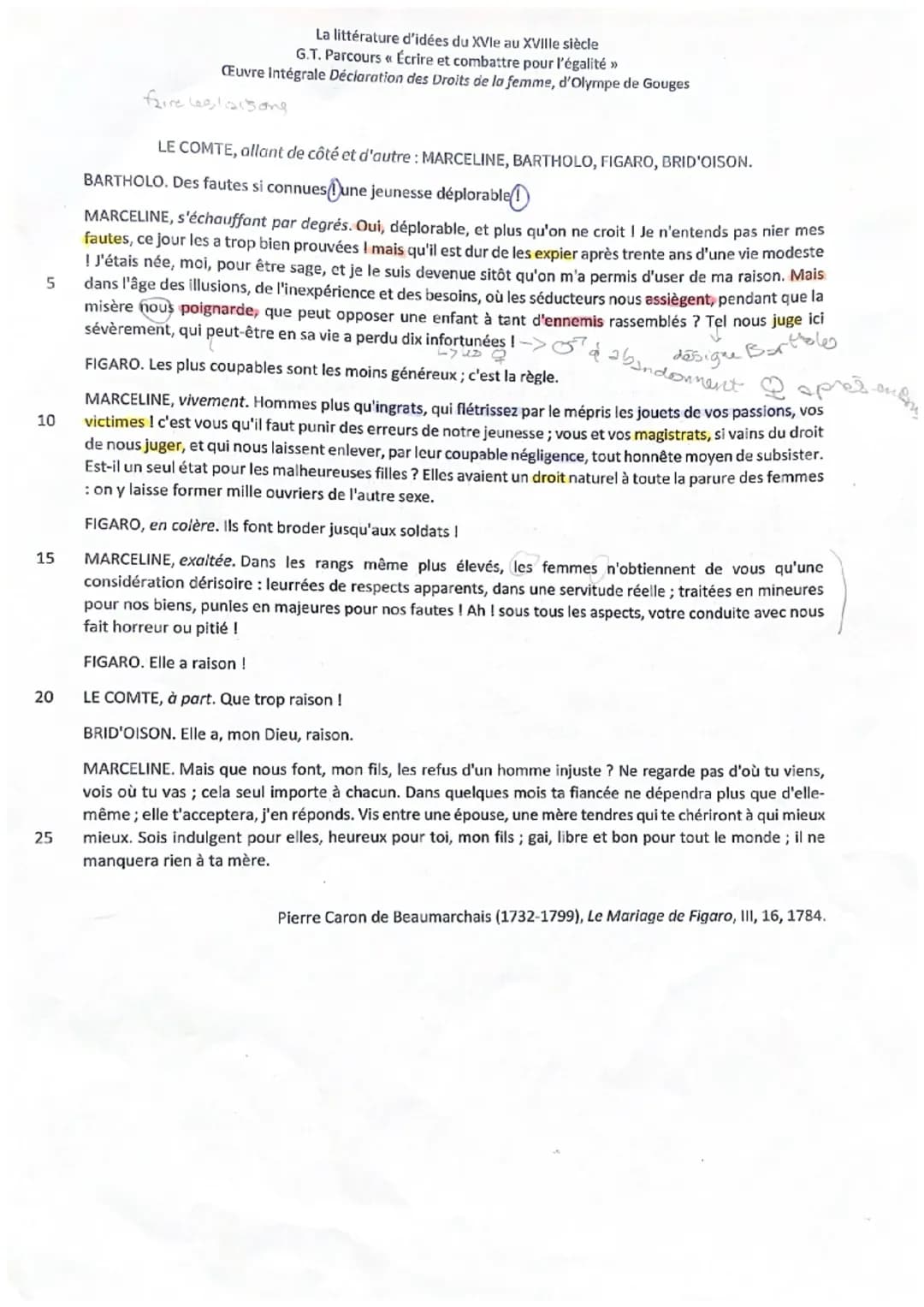 Etude de la scène 16 de l'acte III du Mariage de Figaro de Pierre Caron de
Beaumarchais
intro Le XVIIème siècle a consacré la gloire de Moli