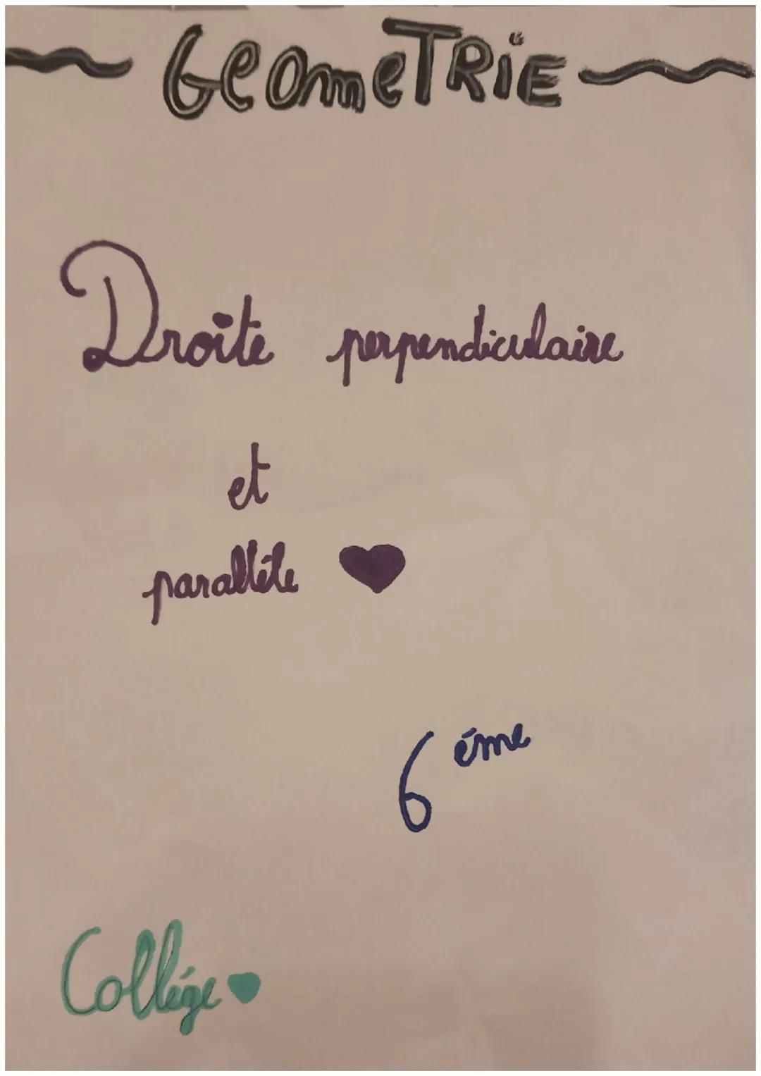 ~~ GÉOMÉTRIE ~~

Droite perpendiculaire

et
parallèle ❤

6 ème

Collège❤ Maths

1) la distanca d'un point à une droite

Définition: la dista