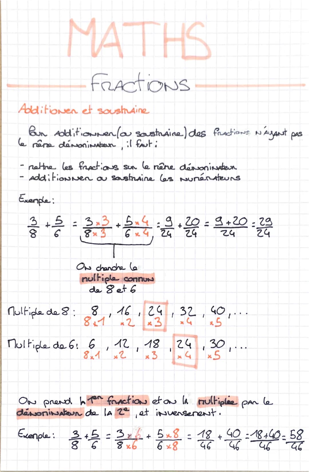 Additionen et soustraine
Pan Additionnen(a soustraine) des fractions N'AgaNt pas
le rêre dénoninateur, il faut :
-
neltre les fractions sur 