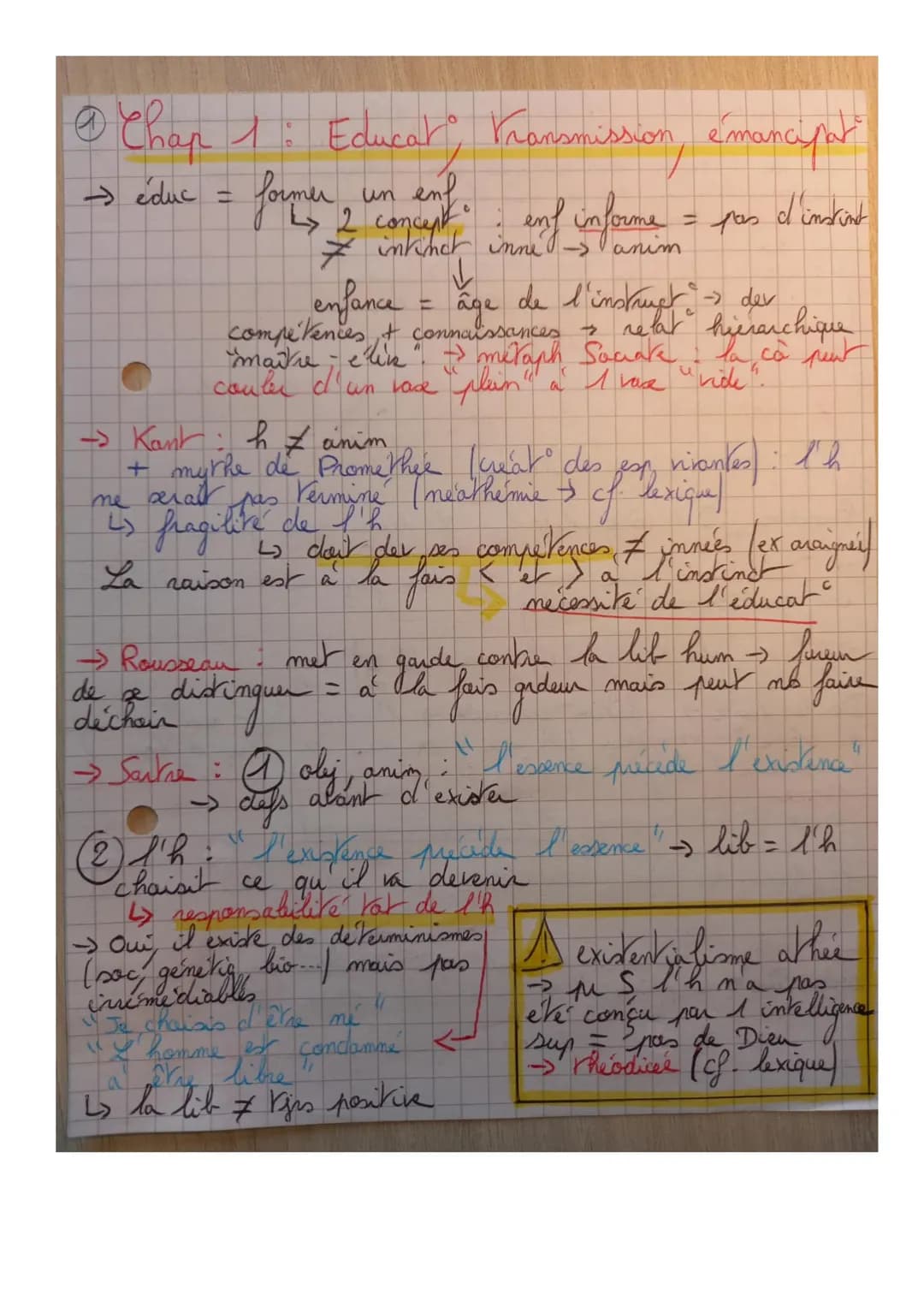 Ⓒ Chap 1: Educate transmission, émancipat
-> éduc = former 2 concept inne –
un
enf informe = pas d'instint
anim
7
enfance
↓
age de l'instruc