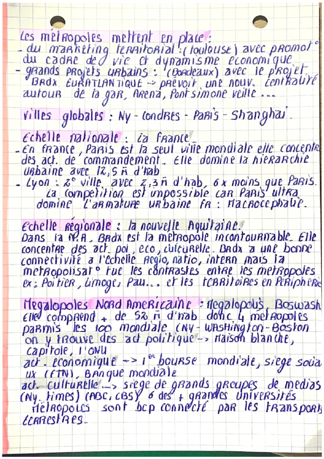 GEO: les villes a lechelle
mondiale
-OFF
Agglomération = constitué d'une ville centre et
sa
AiRE URbaine - constitué d'une ville centre d'un