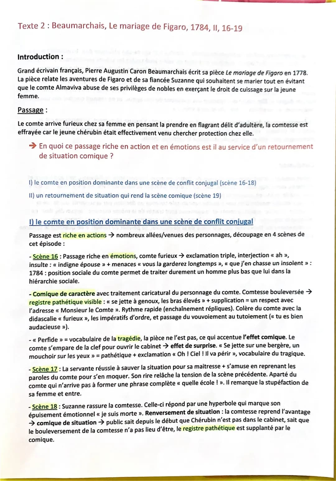 Texte 2: Beaumarchais, Le mariage de Figaro, 1784, II, 16-19
Introduction :
Grand écrivain français, Pierre Augustin Caron Beaumarchais écri