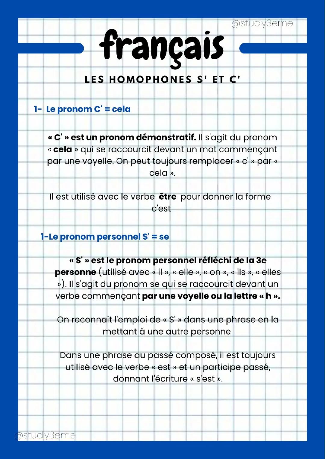 Les homophones C' et S'