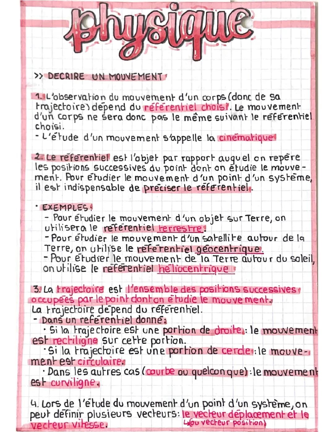 Décrire un mouvement 