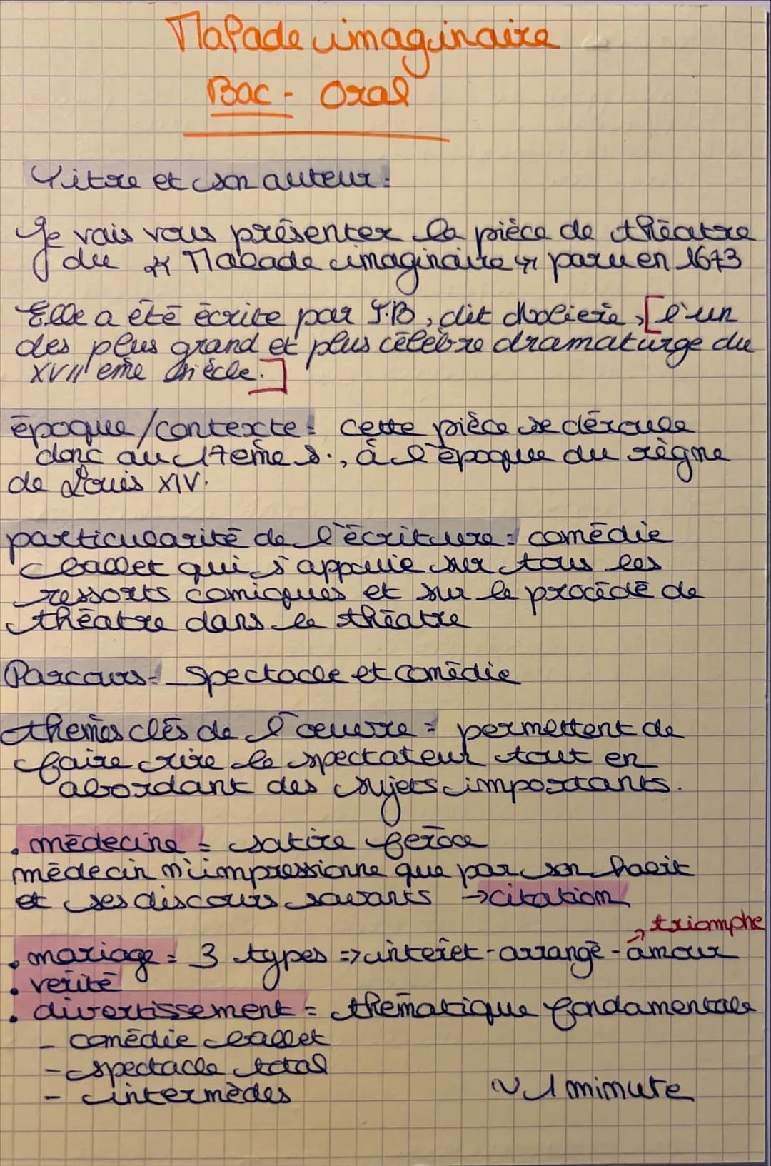 Tlapade imaginaire
Bac- Oral
Kitre et son auteur.
ge
vais vous présenter la pièce de theatre
die 24
24 Mlabade imaginaire & paru en 1673
Ell