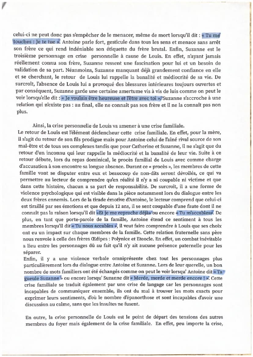 Dissertation Juste la fin du monde
Duchaste disait « La parole fait évènement : elle détraque les pensées avant de
secouer les corps ». C'es