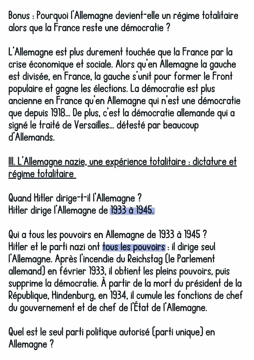 Histoire
Allemagne nazie avec Hitler
1. Les causes de l'arrivée au pouvoir des nazis : les crises des
années 1930
@avoirsonbrevet
Quelles so