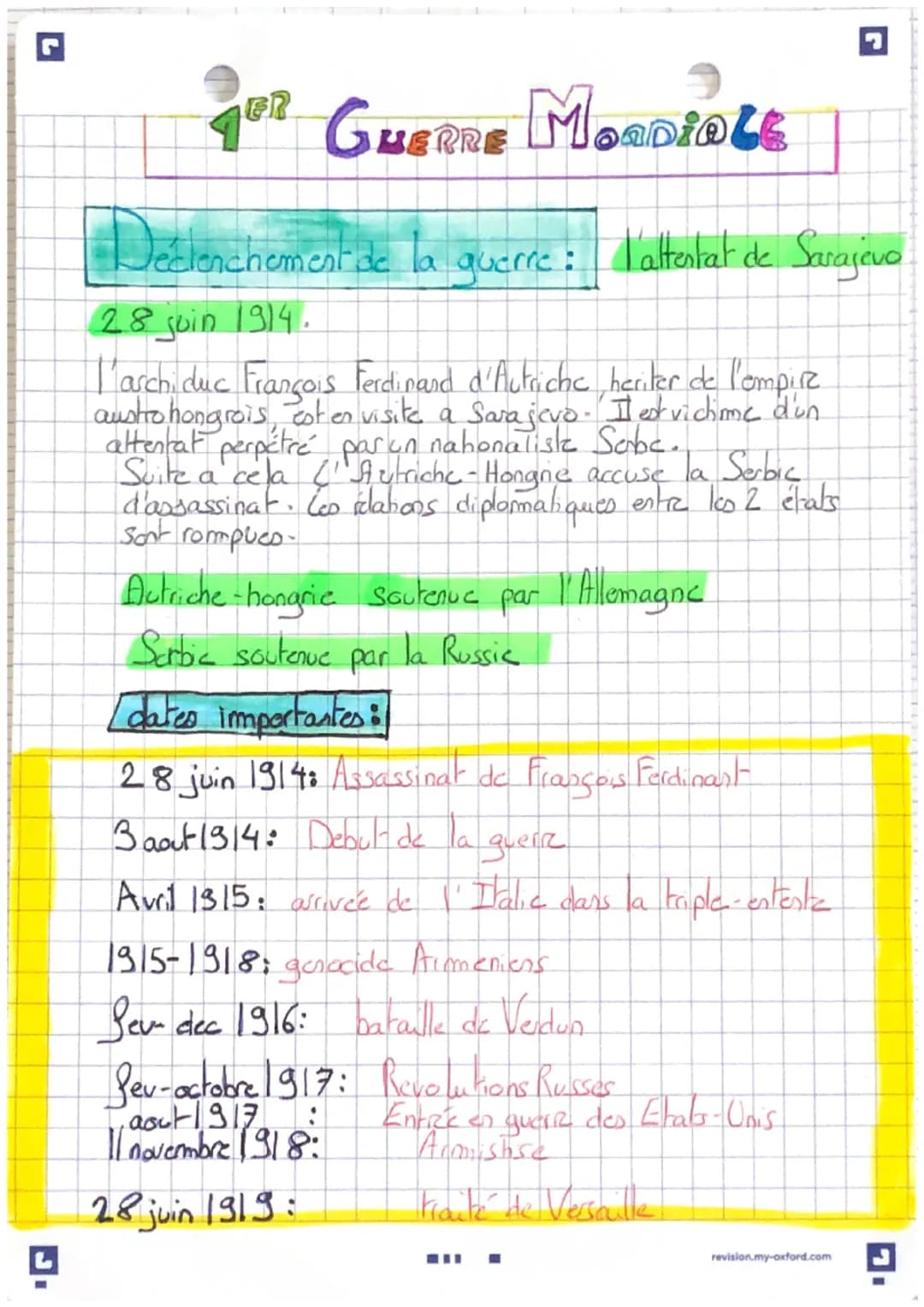 L
L
ER GUERRE MORDIOLE
Declenchement de la guerre : d'attentat de Sarajevo
28 juin 1914.
"archiduc François Ferdinand d'Autriche heriter de 