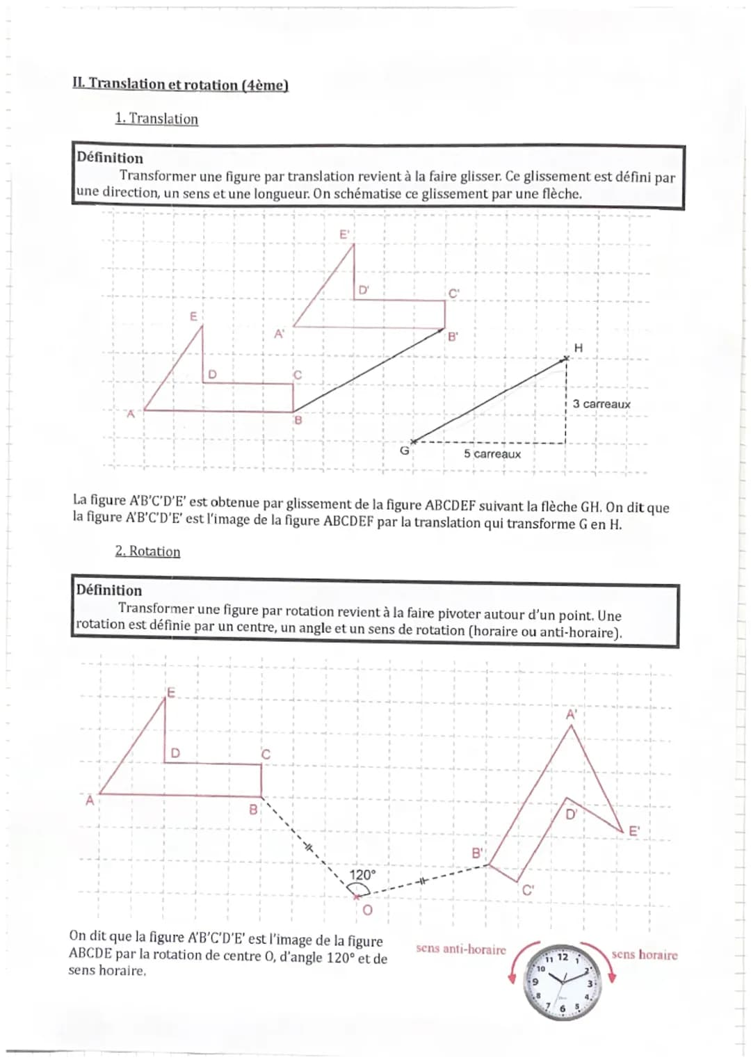 I. Symétries
Transformations du plan
(symétries axiale et centrale, translation, rotation, homothéties)
1. Symétrie axiale (6ème)
Définition