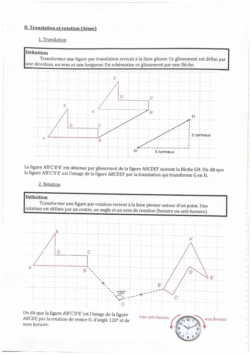 I. Symétries
Transformations du plan
(symétries axiale et centrale, translation, rotation, homothéties)
1. Symétrie axiale (6ème)
Définition