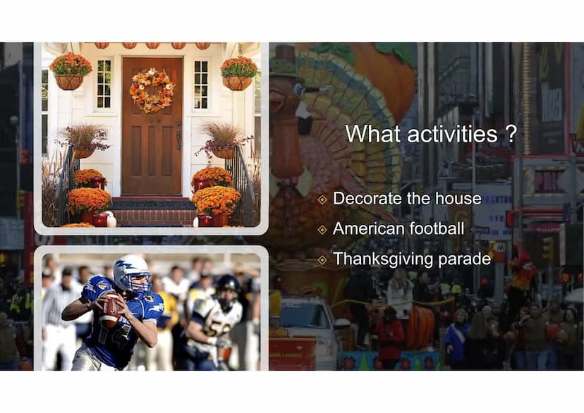 Anglais
Exposé / oral
Thanksgiving
Diaporama créé par @ilxn07 | contenu Knowunity FR | ANGLAIS 5-4-3ème Thème.
Exposé de présentation
d'un s