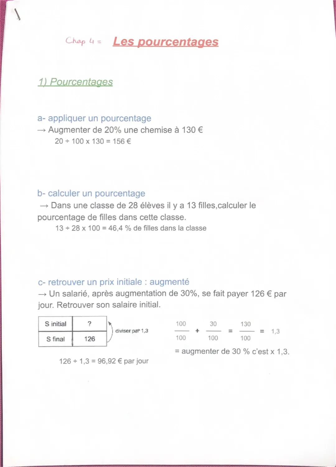 Pourcentage pour 3ème - Exercice corrigé PDF et Formule pour Calculer