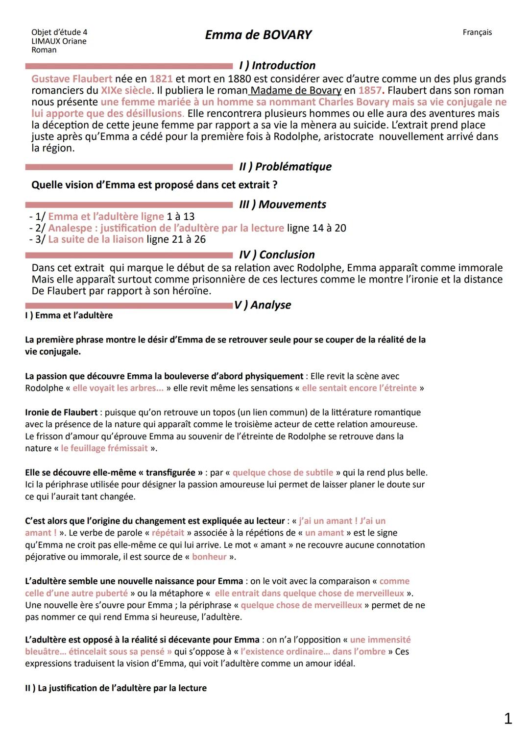 Objet d'étude 4
LIMAUX Oriane
Roman

Emma de BOVARY

1) Introduction

Français

Gustave Flaubert née en 1821 et mort en 1880 est considérer 