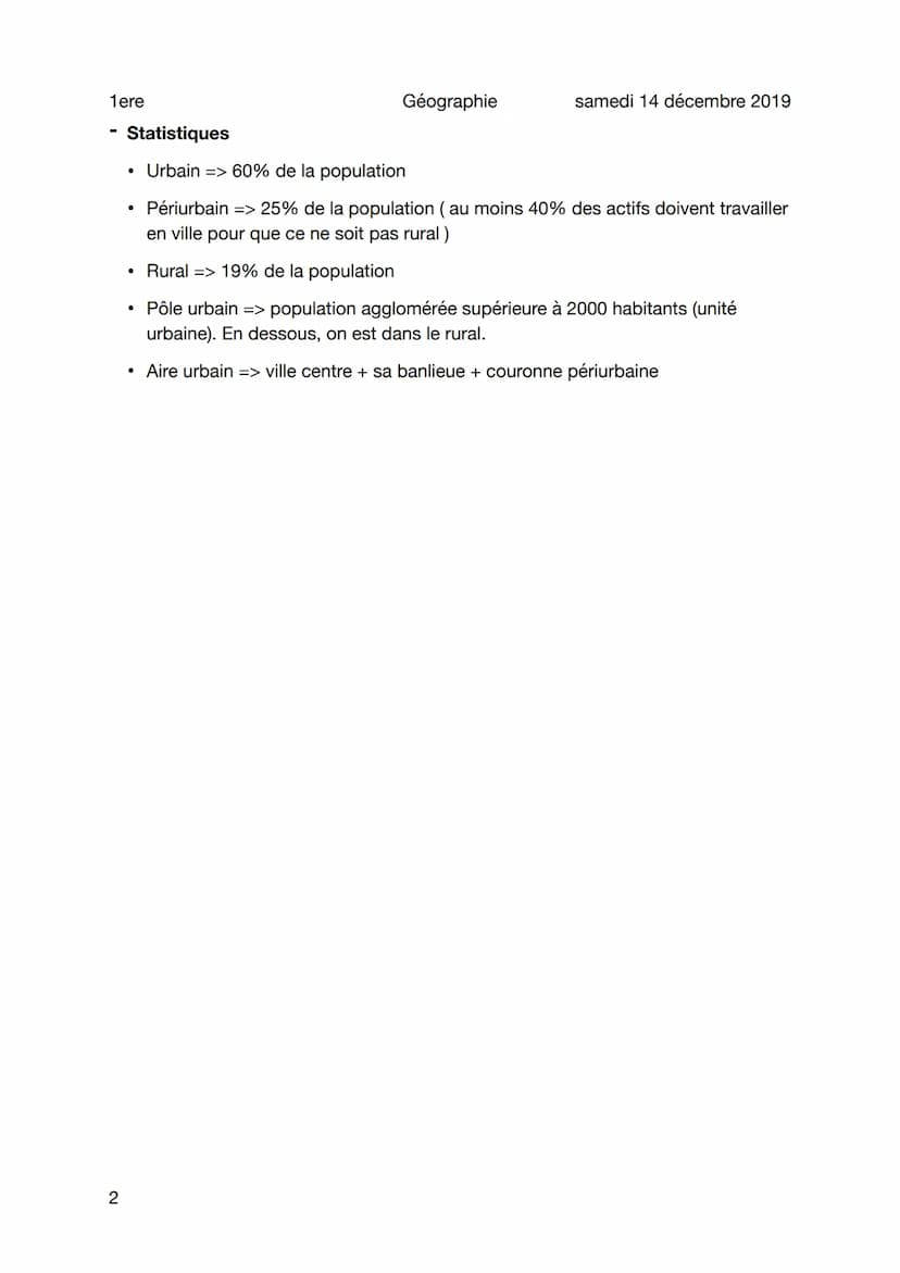 1ere
Repères - Les métropoles
Sujet
1
Définitions
●
●
●
Géographie
Espaces et lieux
Agglomération = ville centre + banlieue
- CBD (Central B