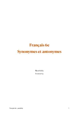 Know Les synonymes et les antonymes thumbnail