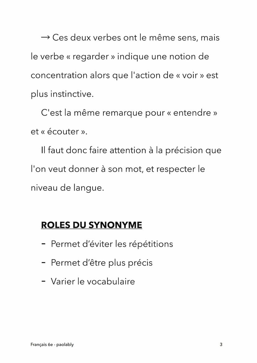 Français 6e
Synonymes et antonymes
Français 6e - paolably
@paolably
knowunity
1 Synonymes
Définition: On appelle « synonymes >> deux
mots de