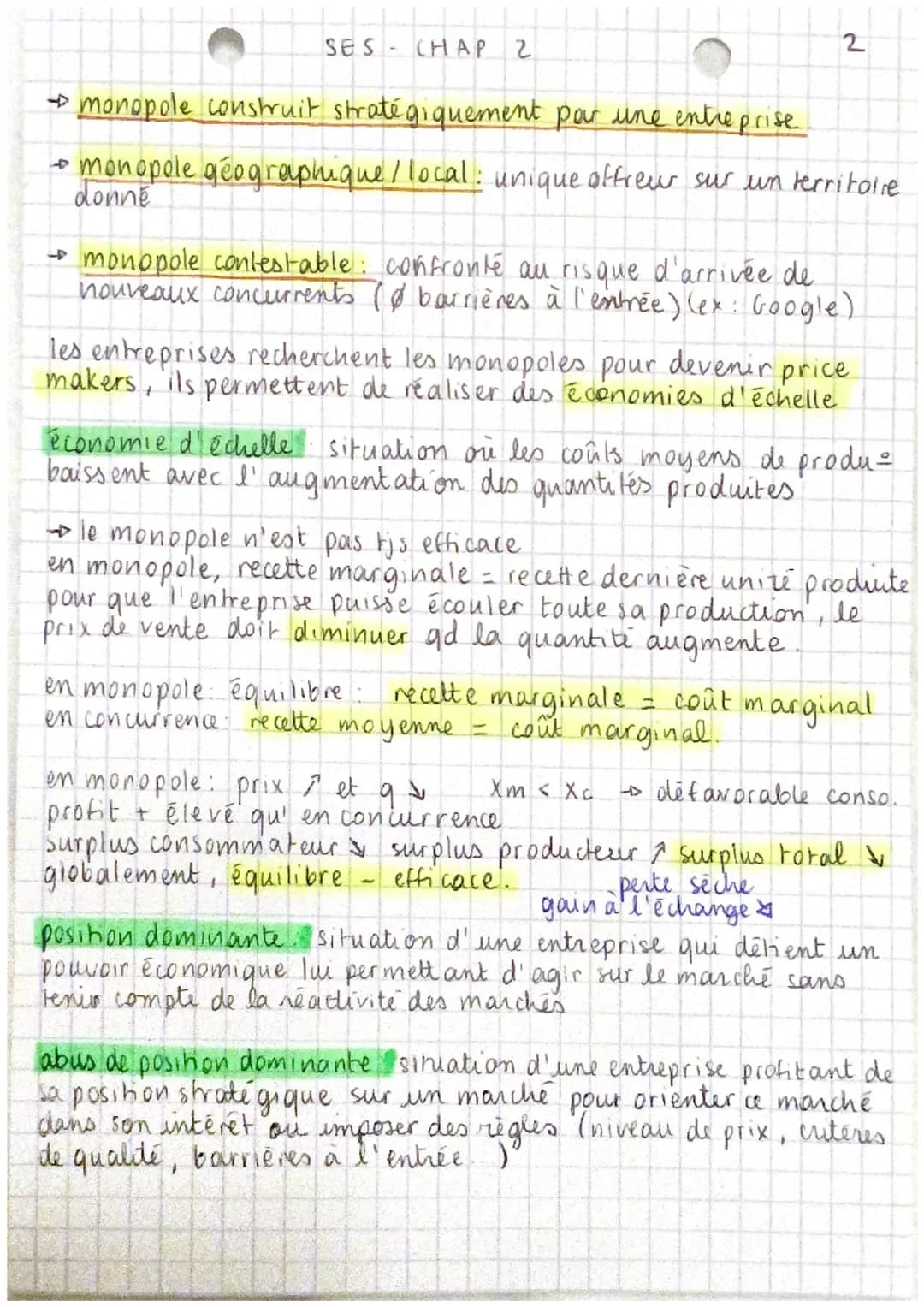 SES-CHAP 2
marchés imparfaitement
concurrentiels
concurrence imparfaite: situation où, sur un marché, une au moins
des conditions de la conc