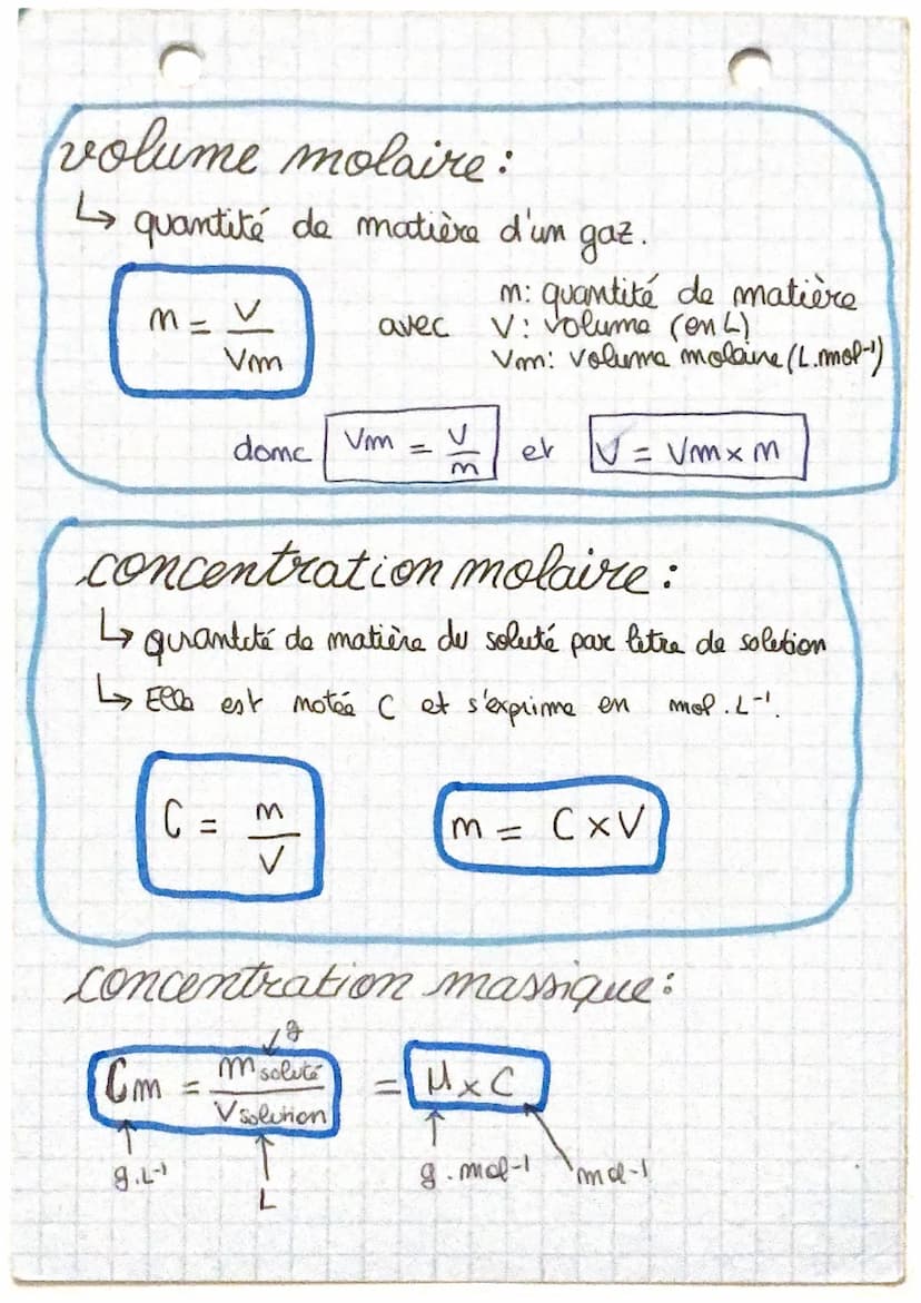 Masse molcire
ET QUANTITÉ DE MATIÈRE
masse molaire:
↳ masse d'une mole d'atomes, d'ions as de molécules.
Elle s'expaime em g. mol-1 et se mo