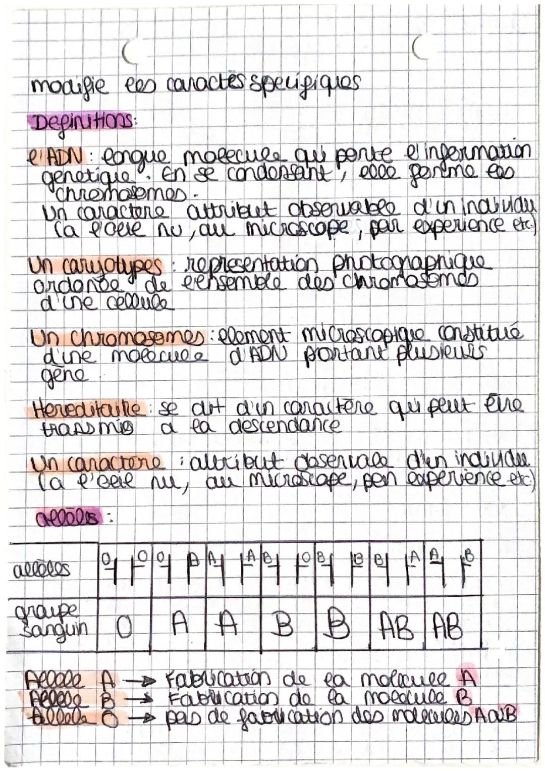 chap 1,2,3 S.VT
l'unité et la diversité C
du vivant
€
chaque individus présente des cararteres propres
a l'espece avec des carartere herité 