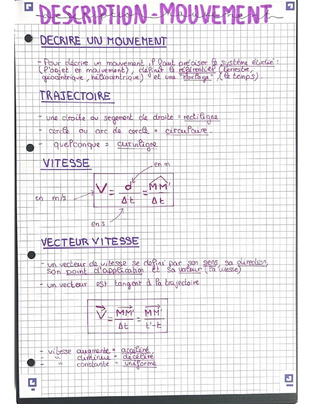 Description d’un mouvement 