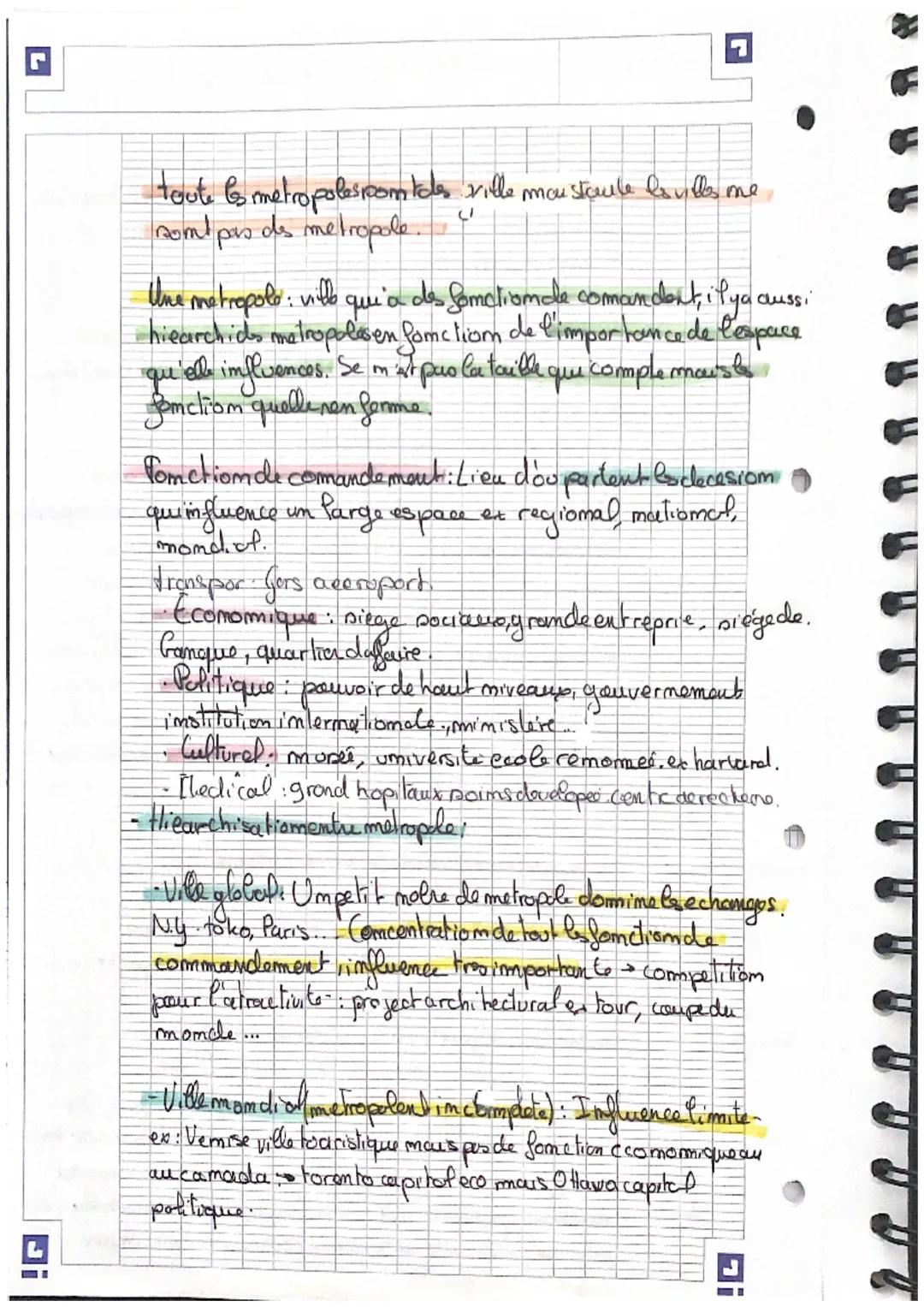 La metropolisation un processun mondial difference:
Chapitre 1: lesvilles du monde: Lepoids croissants
do metropoles
pop gly magama.
Interie