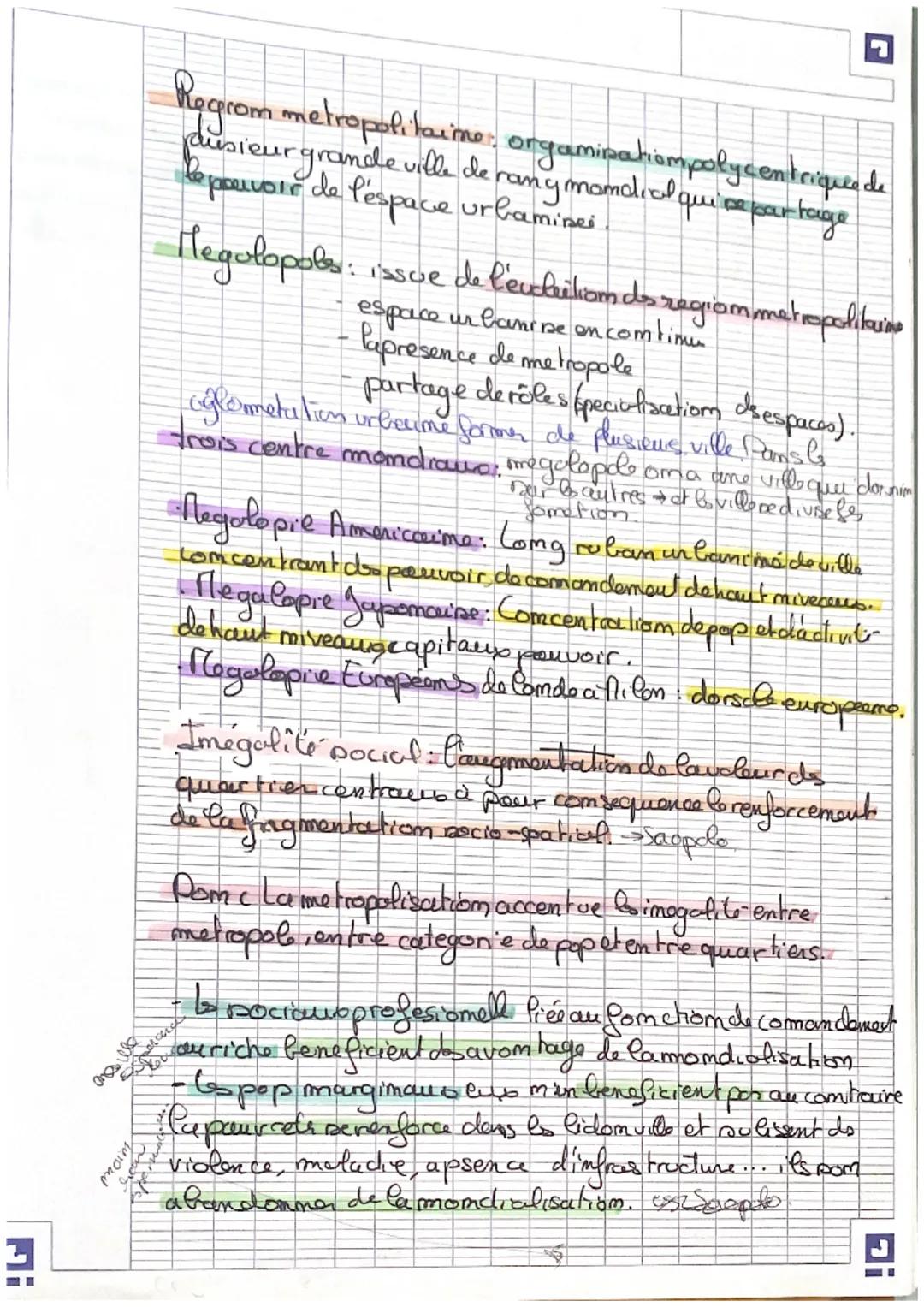 La metropolisation un processun mondial difference:
Chapitre 1: lesvilles du monde: Lepoids croissants
do metropoles
pop gly magama.
Interie