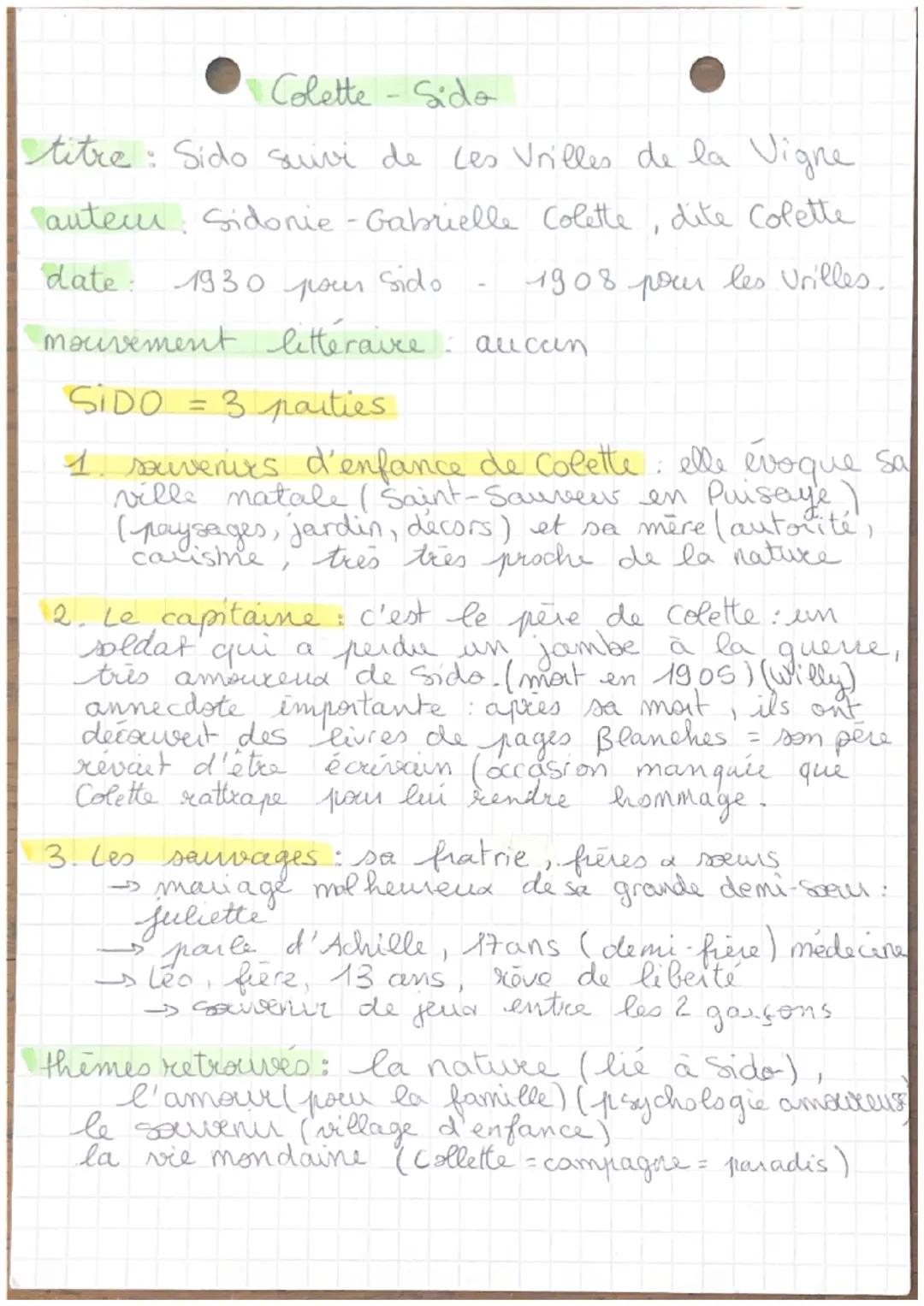 Colette - Sido

titre: Sido suivi de les Vrilles de la Vigne

Sauter Sidonie - Gabrielle Colette, dite Colette

date: 1930 pour sido - 1908 